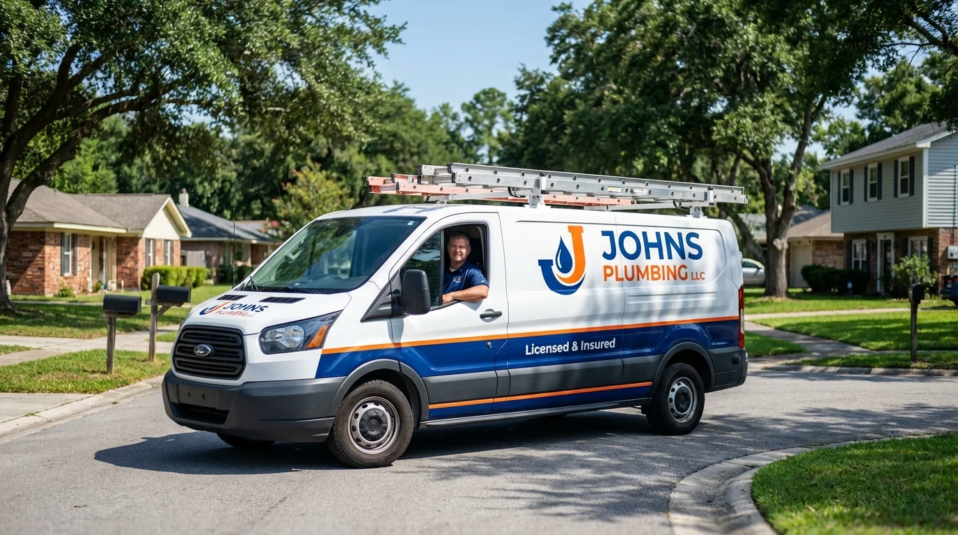 Johns Plumbing LLC service van in Stewartstown, PA