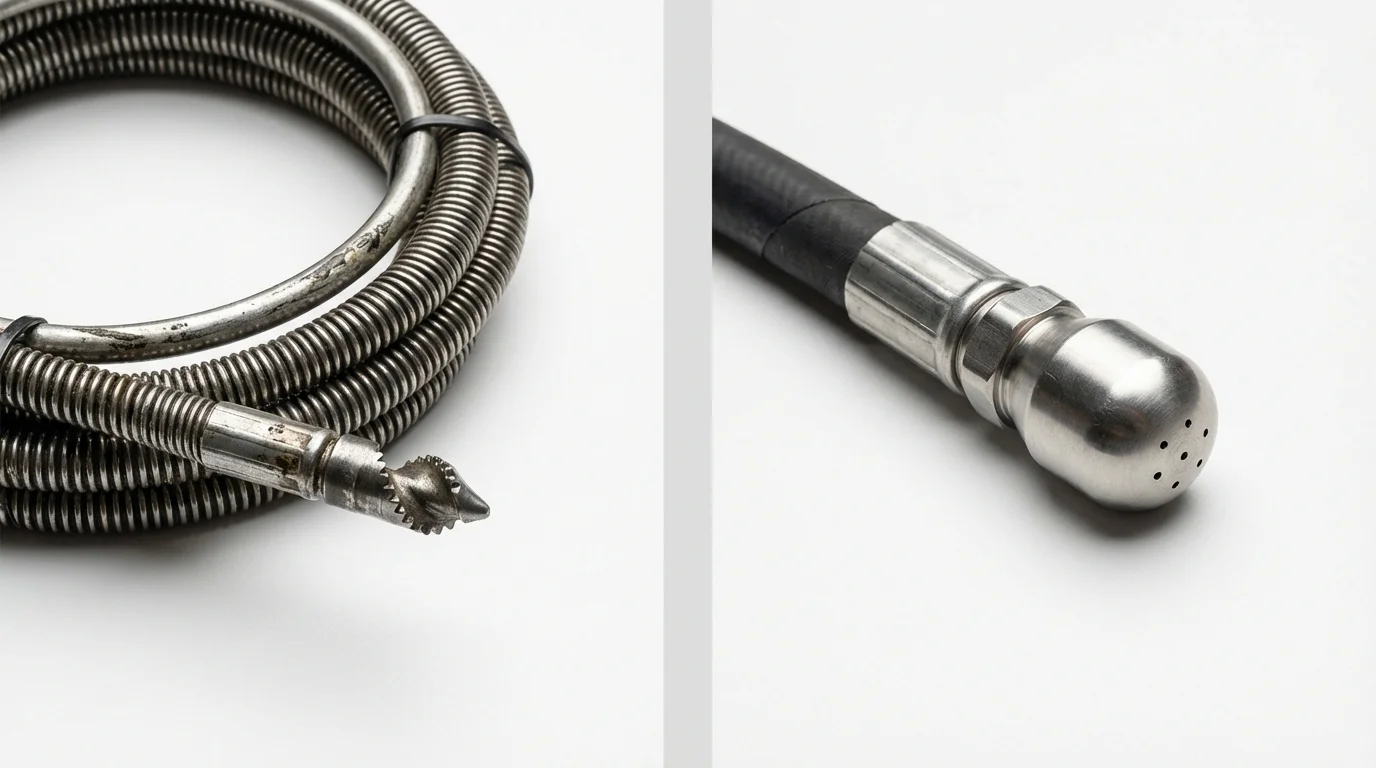 Drain snake cable and hydro jetting nozzle used for drain cleaning in Stewartstown, PA