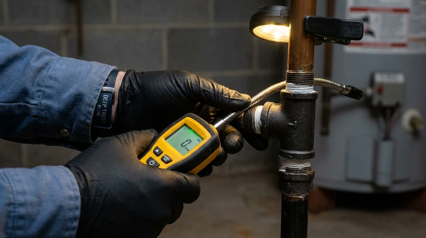 Gas leak detection with electronic sniffer by Johns Plumbing LLC in Stewartstown