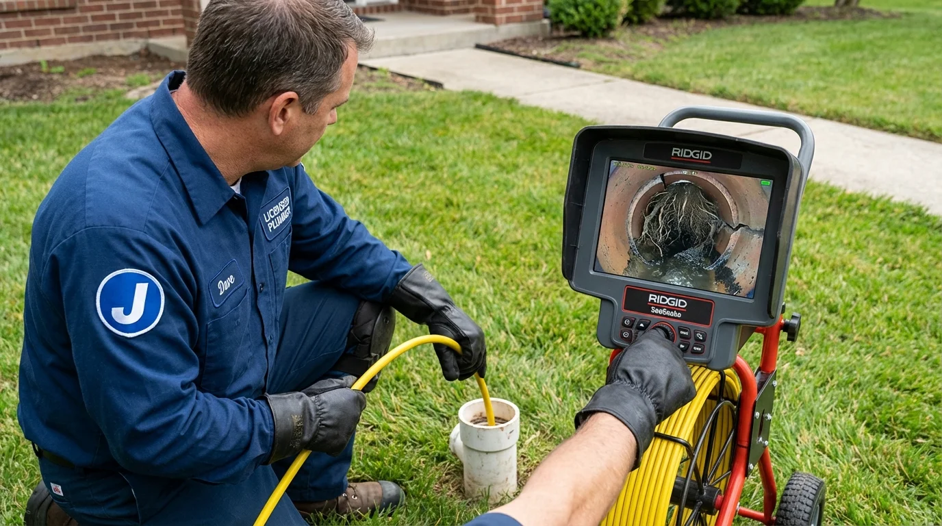 Sewer camera inspection being performed by Johns Plumbing LLC in Stewartstown
